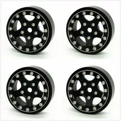Treal 1.0 Beadlock Wheels (4P-Set) for Axial SCX24 with Brass Rings Weighted 22.4g-B Type (Black-Black)