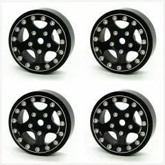Treal 1.0 Beadlock Wheels (4P-Set) for Axial SCX24 with Brass Rings Weighted 22.4g-B Type (Black-Black)