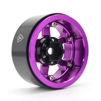 TREAL 1.9" Aluminum Beadlock Wheels (4) Scale-Look Concave Six Spoke Rim Crawler Wheels for 1/10 RC Trucks -Type H, Purple