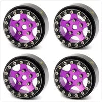 Treal 1.0 Beadlock Wheels (4P-Set) for Axial SCX24 with Brass Rings Weighted 22.4g-B Type (Black-Purple)