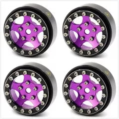 Treal 1.0 Beadlock Wheels (4P-Set) for Axial SCX24 with Brass Rings Weighted 22.4g-B Type (Black-Purple)