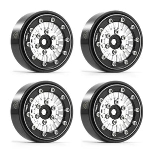 TREAL SCX24 Wheels 1.0'' Beadlock Wheels(4P) for 1/24 Micro RC SCX24 Bronco Gladiator C10 Deadbolt -Type C (Silver)