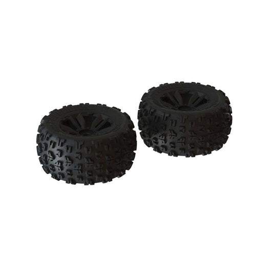 ARRMA 6.50" dBoots Copperhead2 MT Front/Rear 3.8 Pre-Mounted Tires, 17mm Hex, Black (2)