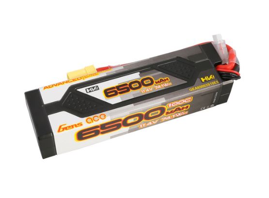 Gens Ace Advanced 6500mAh 11.4V 100C 3S1P Hard Case Lipo Battery Pack 60# With EC5 Plug
