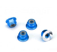 Traxxas Nuts, aluminum, flanged, serrated (4mm) (blue-anodized) (4)