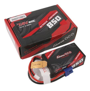 Gens Ace 850mAh 7.4V 60C 2S1P Lipo Battery Pack With EC2 Plug