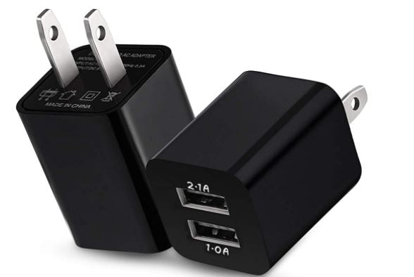 Zhanmai 2.1a Dual Port USB Wall Plug Fast Charging Block, BLACK