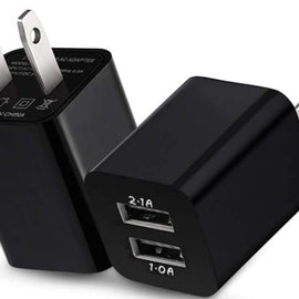 Zhanmai 2.1a Dual Port USB Wall Plug Fast Charging Block, BLACK