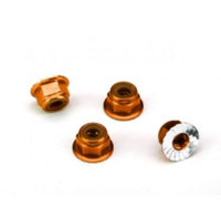 Traxxas Nuts, aluminum, flanged, serrated (4mm) (orange-anodized) (4)