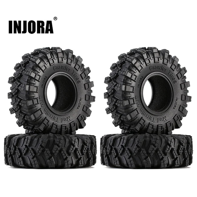 INJORA 1.0" 62*20.5mm Rubber Mud Terrain Tires for Axial SCX24 (4PCS)