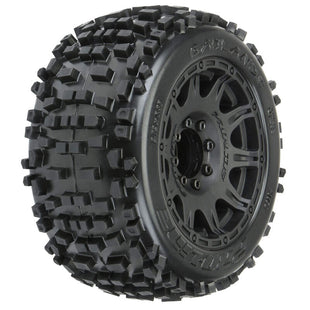 Pro-Line 3.80" Badlands F/R 1/8 Scale MT Tires Mounted 17mm Blk Raid (2)