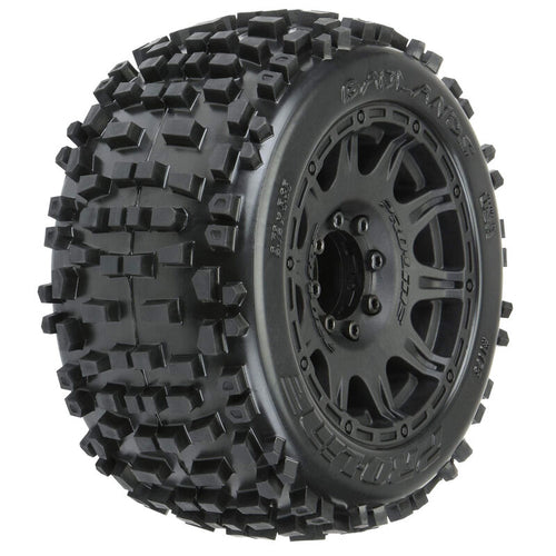 Pro-Line 3.80" Badlands F/R 1/8 Scale MT Tires Mounted 17mm Blk Raid (2)