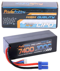 PowerHobby 4S 14.8V 7400mAh 100C-200C Lipo Battery EC5 Plug 4-Cell Hard Case