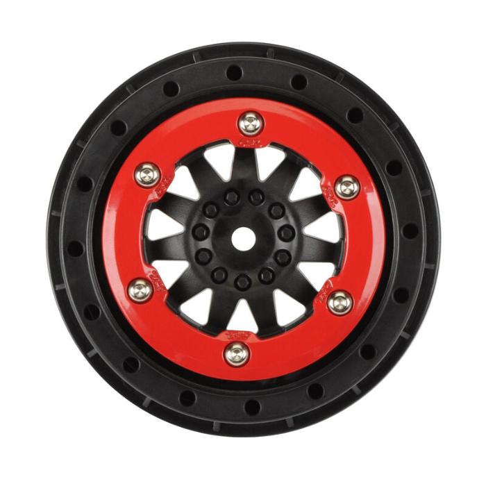 Pro-Line 1/10 ProTrac F-11 Front/Rear 2.2"/3.0" 12mm SC Wheels, Red/Blk (2) (Discontinued)