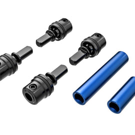 Traxxas Driveshafts, Center, Steel Male (4)/ Center, 6061-T6 Anodized Aluminum Female, Front & Rear, 1.6x7mm BCS with threadlock (4), Blue: TRX-4M, TRX4M