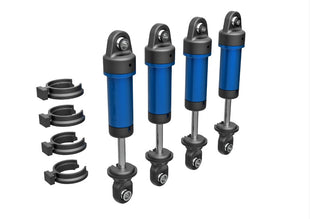 Traxxas GTM Shocks, 6061-T6 Anodized Aluminum (Fully Assembled w/o Springs) (4), Blue: TRX-4M, TRX4M