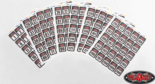 RC4WD Event Number Decal Sheets (1-200)