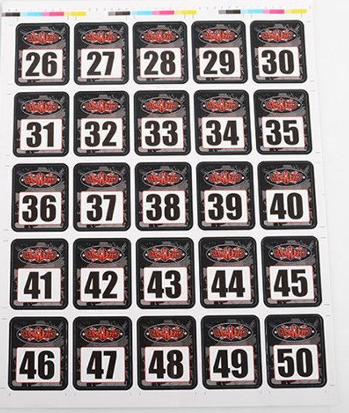 RC4WD Event Number Decal Sheets (1-200)