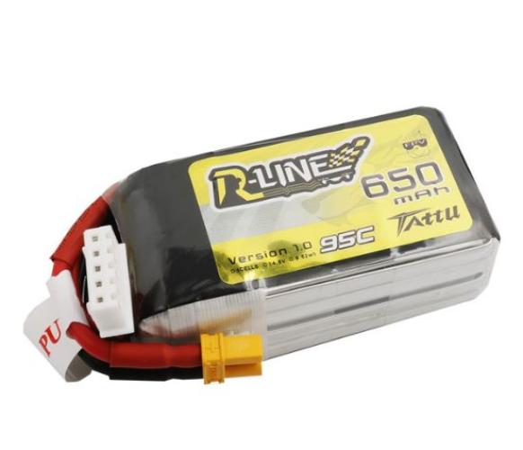 Tattu R-Line 650mAh 14.8V 95C 4S1P Lipo Battery Pack With XT30 Plug