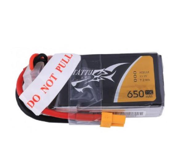 Tattu 3S1P 75C 11.1V 650mAh Lipo Battery Pack With XT30 Plug