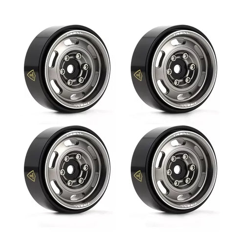 TREAL SCX24 Wheels 1.0 Beadlock Wheels(4P) Vintage Wheels for 1/24 SCX24 Bronco Gladiator C10 Deadbolt -Type E (Titanium)