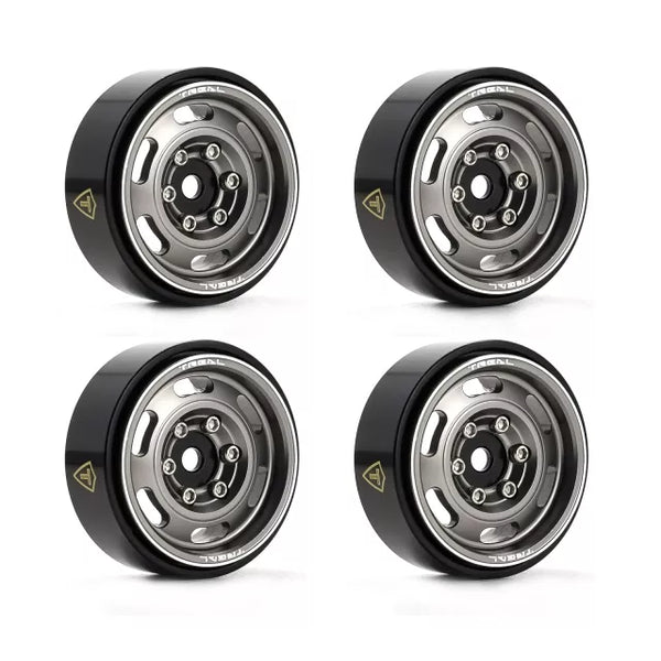 TREAL SCX24 Wheels 1.0 Beadlock Wheels(4P) Vintage Wheels for 1/24 SCX24 Bronco Gladiator C10 Deadbolt -Type E (Titanium)