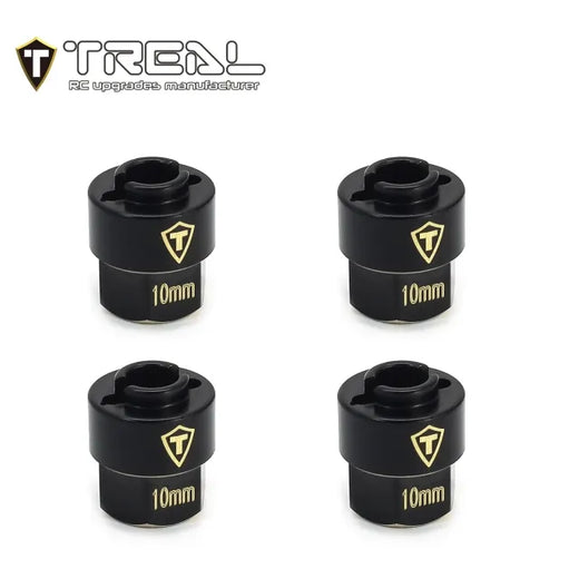 TREAL Brass Extended Wheel Hubs 7mm*10mm Hex, 3g/pc (4pcs) for 1/18 TRX-4M Defender and Bronco (Black)
