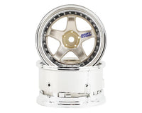 DS Racing Drift Element 5 Spoke Drift Wheels (2) (Adjustable Offset) w/12mm Hex, GOLD & CHROME