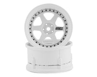 DS Racing Drift Element 6 Spoke Drift Wheels (2) (Adjustable Offset) w/12mm Hex, TRIPLE WHITE w/BLACK RIVETS