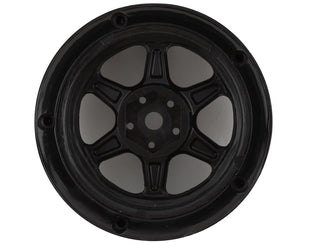 DS Racing Drift Element 6 Spoke Drift Wheels (2) (Adjustable Offset) w/12mm Hex, TRIPLE BLACK w/SILVER RIVETS