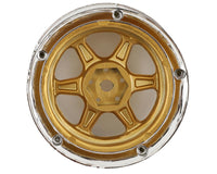 DS Racing Drift Element 6 Spoke Drift Wheels (2) (Adjustable Offset) w/12mm Hex, GOLD & CHROME w/GOLD RIVETS