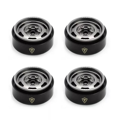 TREAL SCX24 Wheels 1.0 Beadlock Wheels(4P) Vintage Wheels for 1/24 SCX24 Bronco Gladiator C10 Deadbolt -Type E (Titanium)