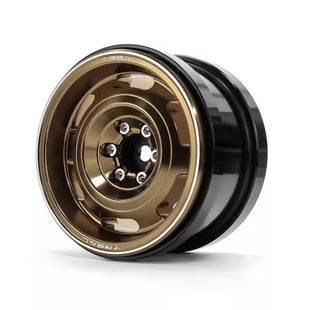 Treal Aluminium 2.2 Beadlock Wheels Rims (2pcs) Vintage Wheel Fit RC Crawler Mud Truck 2.2 Tires -Type B (Bronze)