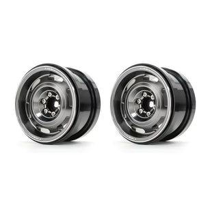 Treal Aluminium 2.2 Beadlock Wheels Rims (2pcs) Vintage Wheel Fit RC Crawler Mud Truck 2.2 Tires -Type B (Grey)