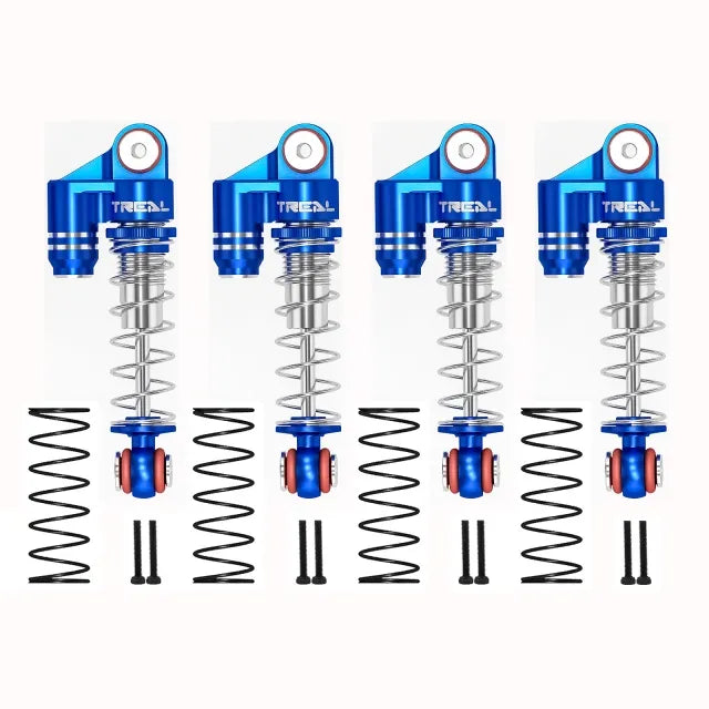 Treal SCX24 Aluminum Shocks Threaded (4P) for Axial 1/24 Truck, Blue