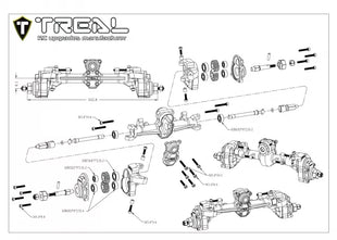 TREAL SCX24 Front Portal Axles Kit, Aluminum 7075 CNC Machined Axle Housing for Axial 1/24 SCX24 (Silver)