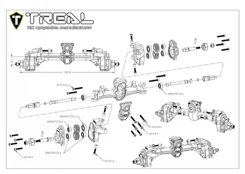 TREAL SCX24 Front Portal Axles Kit, Aluminum 7075 CNC Machined Axle Housing for Axial 1/24 SCX24 (Silver)