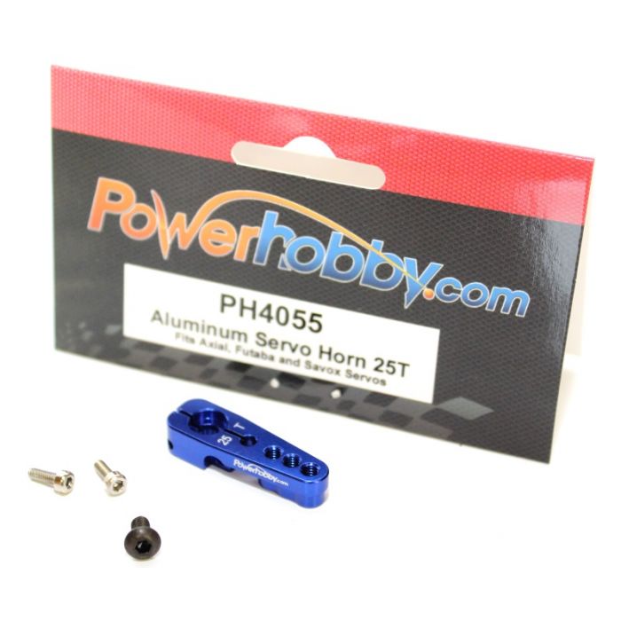 PowerHobby Aluminum 25T Servo Horn For Savox / Axial / Futaba (Blue)