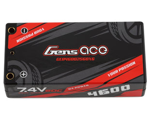 Gens Ace 4600mAh 7.4V 60C 2S2P HardCase Lipo Battery Shorty Pack 29# With 4.0mm Bullet To XT60 Plug