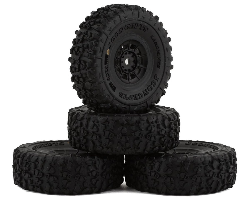 JConcepts 1.0" Landmines Pre-Mounted Tires w/Hazard Wheel (Black) (4) (Gold) w/7mm Hex