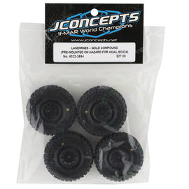 JConcepts 1.0" Landmines Pre-Mounted Tires w/Hazard Wheel (Black) (4) (Gold) w/7mm Hex