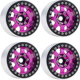 Powerhobby B1 Aluminum 1.9 Beadlock Wheels w 9mm Hubs (4) 1/10 Rock Crawler PINK