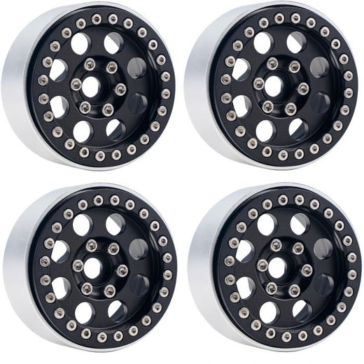Powerhobby B2 Aluminum 1.9 Beadlock Wheels 9mm Hubs (4) 1/10 Rock Crawler BLACK