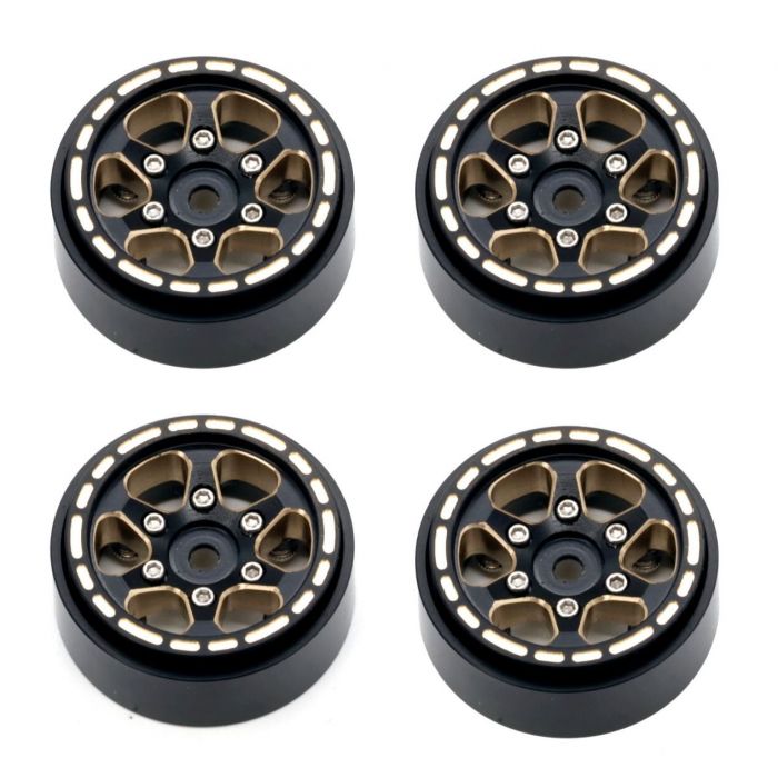 Powerhobby 1.0" Black Brass Beadlock Crawler Wheels 1/24 Traxxas TRX-4M TRX4M