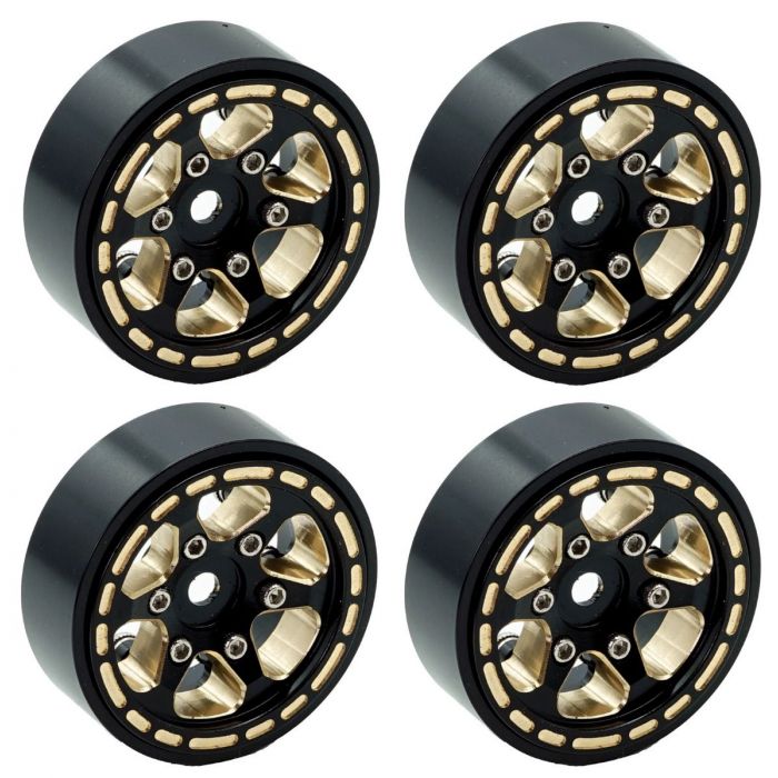 Powerhobby 1.0" Black Brass Beadlock Crawler Wheels 1/24 Traxxas TRX-4M TRX4M