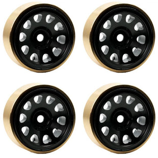 Powerhobby Z5 1.0" Aluminum Brass Ring Beadlock Crawler Wheels SCX24 Black 1/24