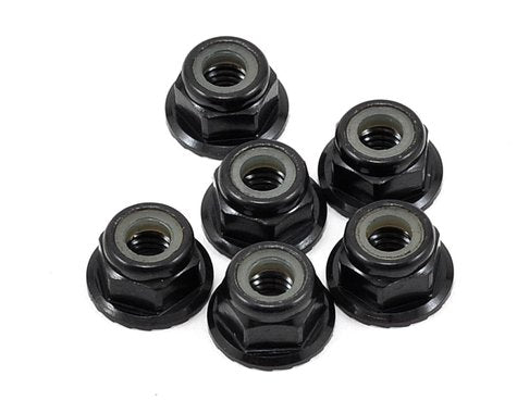 Losi Racing 4mm Aluminum Serrated Locknut Set (6) (Black)