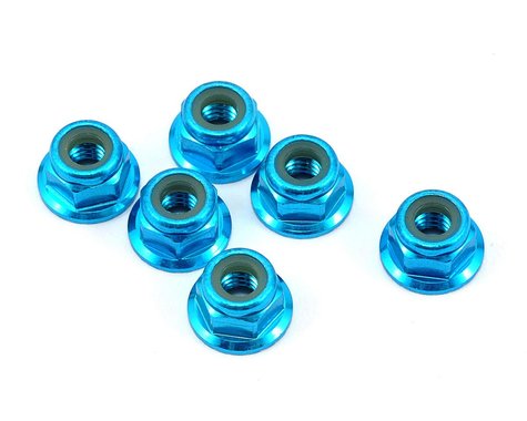 Losi Racing 4mm Aluminum Serrated Locknut Set (6) (Blue)